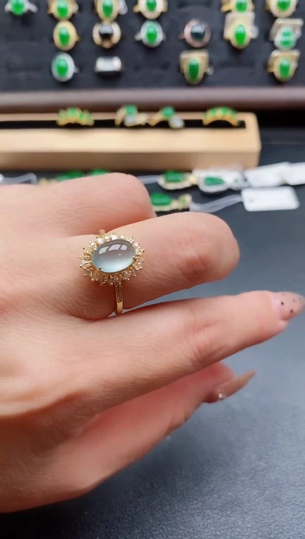 银S925镶嵌戒指翡翠1