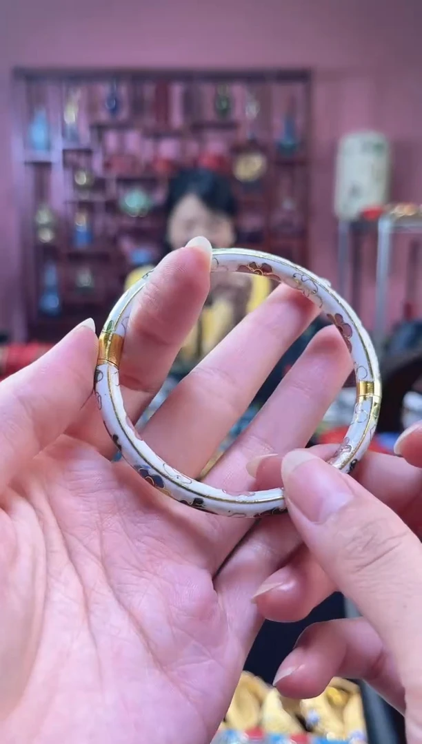 非遗技艺 景泰蓝手镯 白色