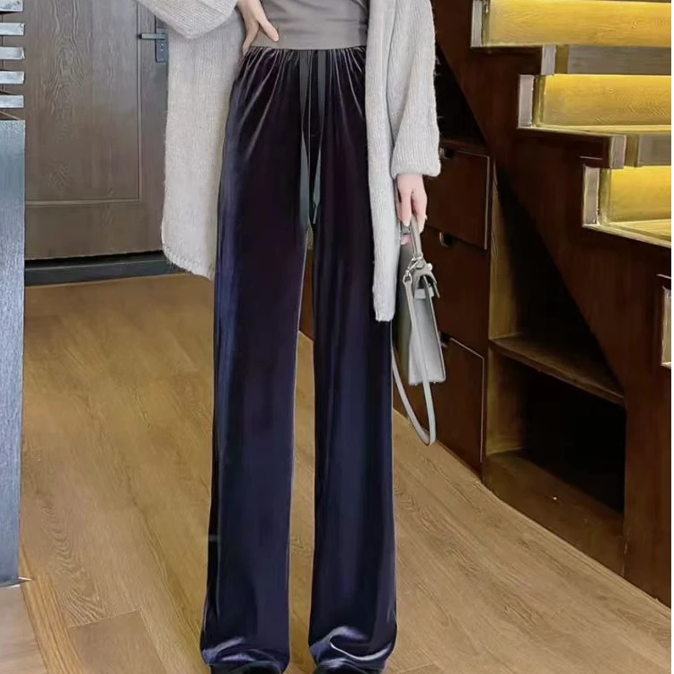薄款8696款金丝绒直筒窄版休闲裤