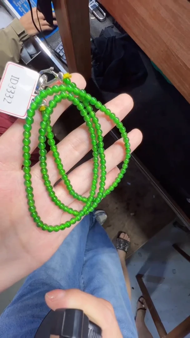 未镶嵌定制翡翠京*人翡翠A货有轻微色差属于正常现象，珠链1