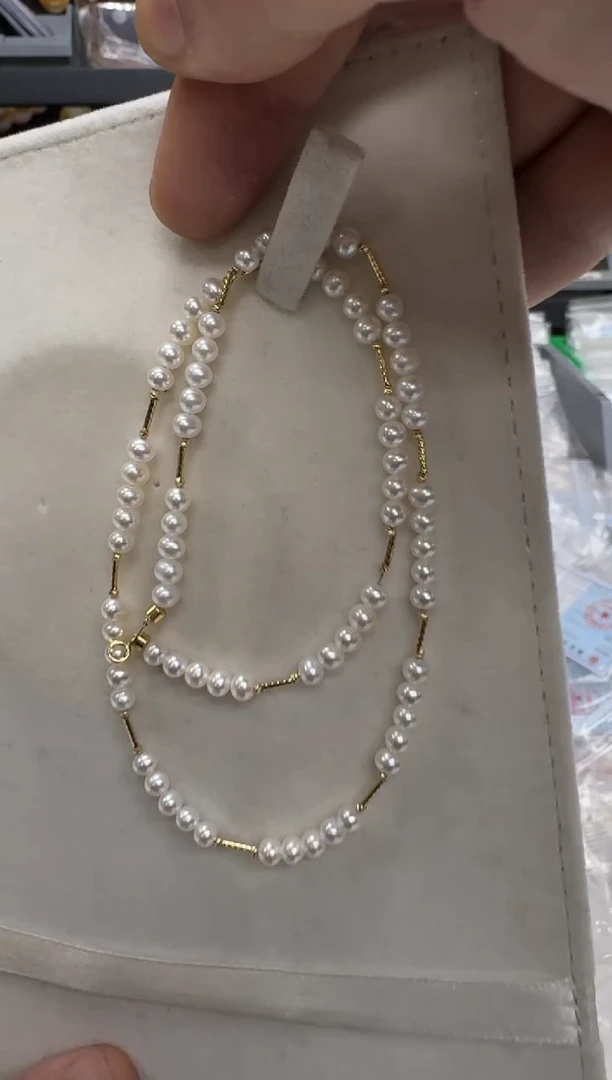 【闪购商品】淡水珍珠项链18K金镶嵌4-5mm