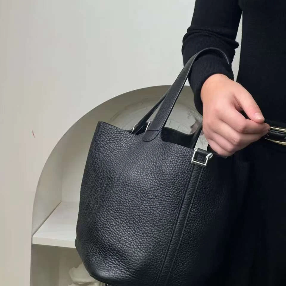 99新 Hermes/爱马仕 爱马仕菜篮子22黑色银扣/甄选