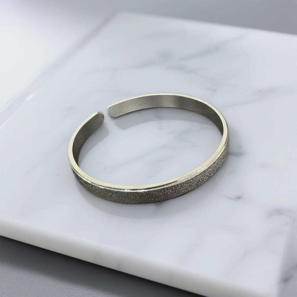 925银手镯 白手镯磨砂面碎花纹系列银手镯