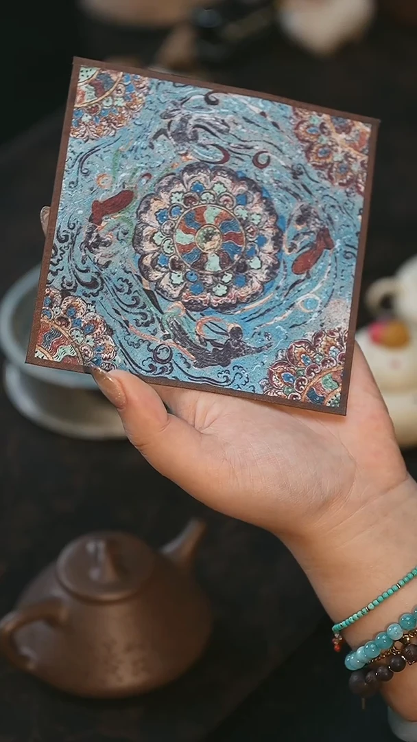 宣丝茶席-飞天莲花藻井杯垫
