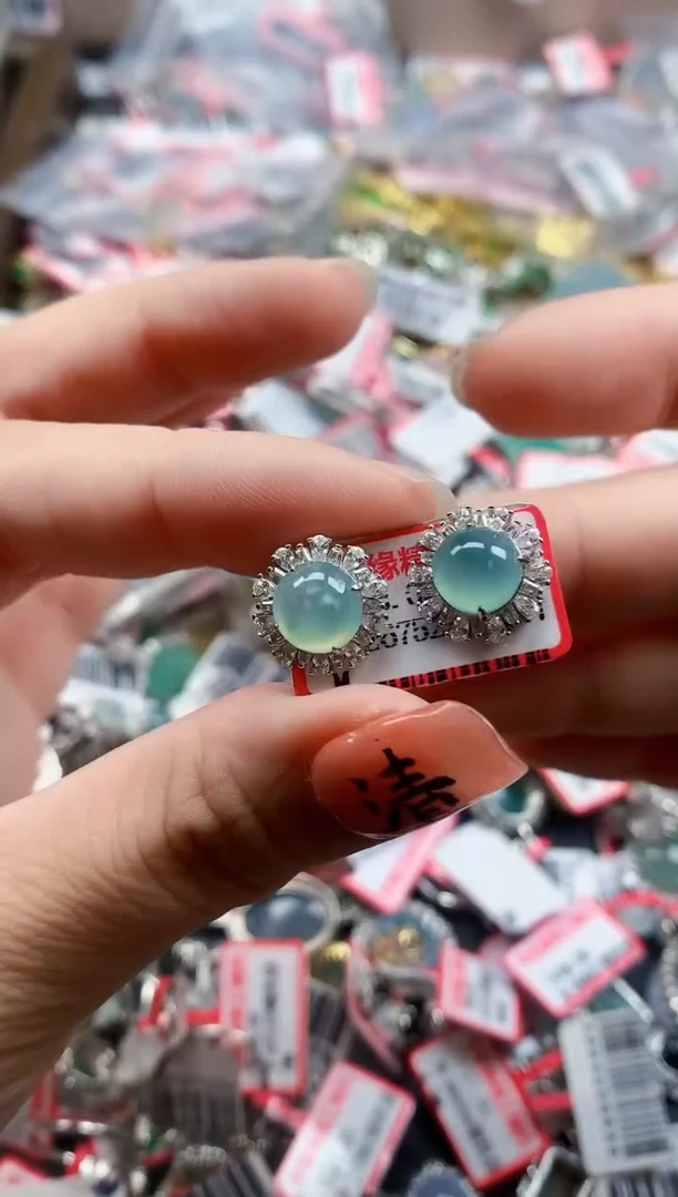 银S925镶嵌戒指翡翠天然A货缅甸翡翠