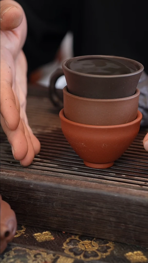 茶壶紫砂黑金砂马蹄杯 北红赤铁葫芦杯 变色龙缸杯【发三个杯子】