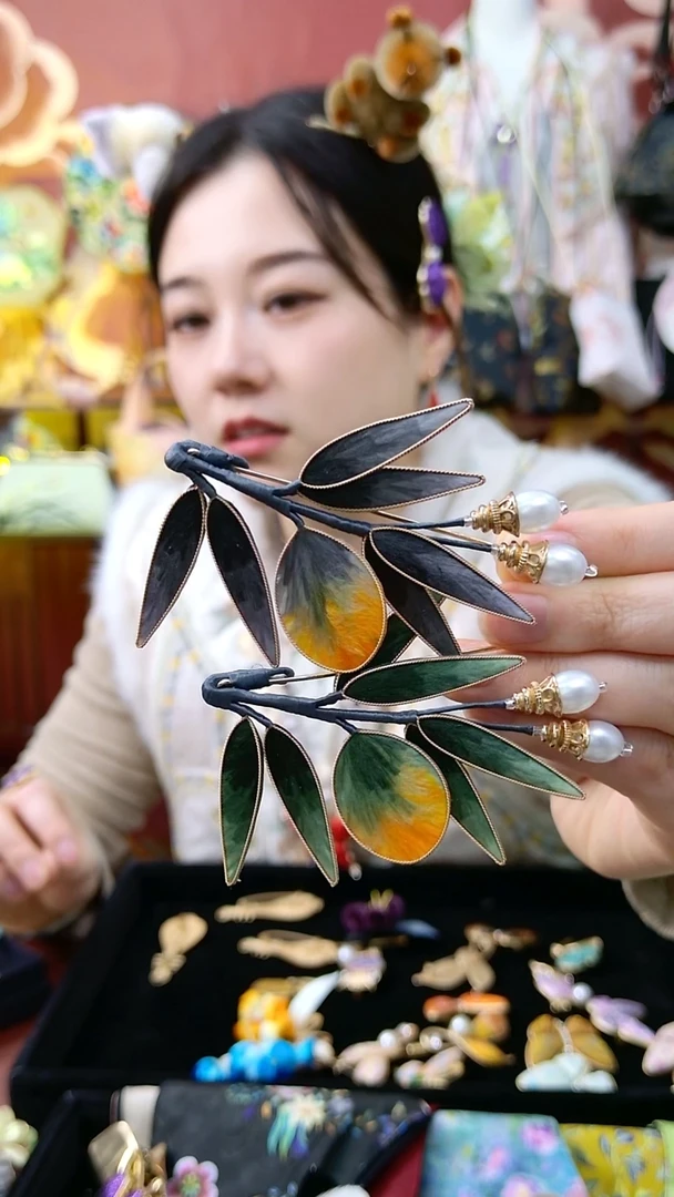 纯铜合金琉璃非遗缂丝耳饰