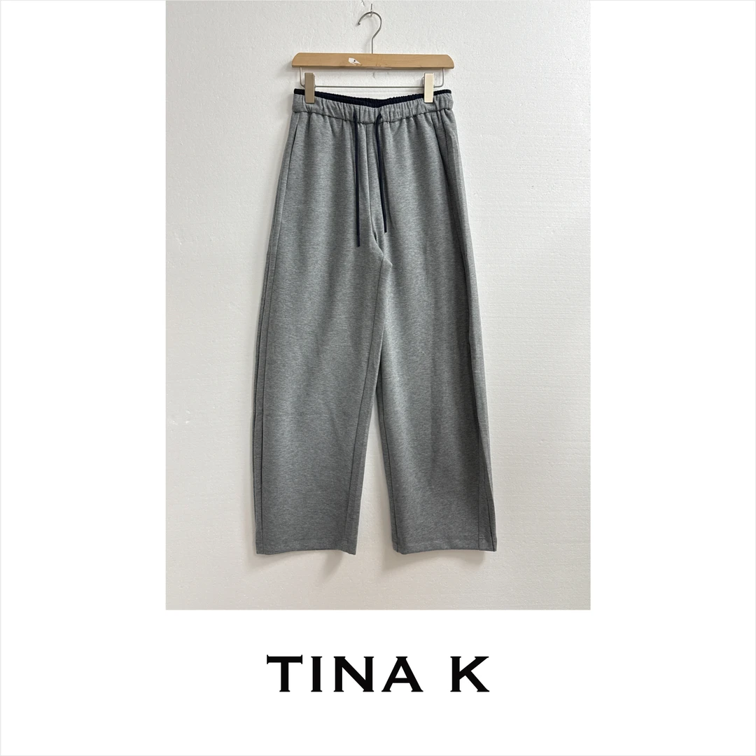 TinaK拼接休闲裤女款芒果裤宽松时尚休闲脏脏风KZ225362