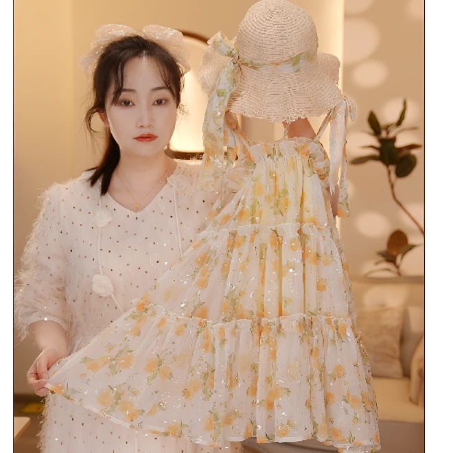 【Y.zts15】2025新款夏季女童甜美洋气无袖夏季碎花连衣裙公主裙