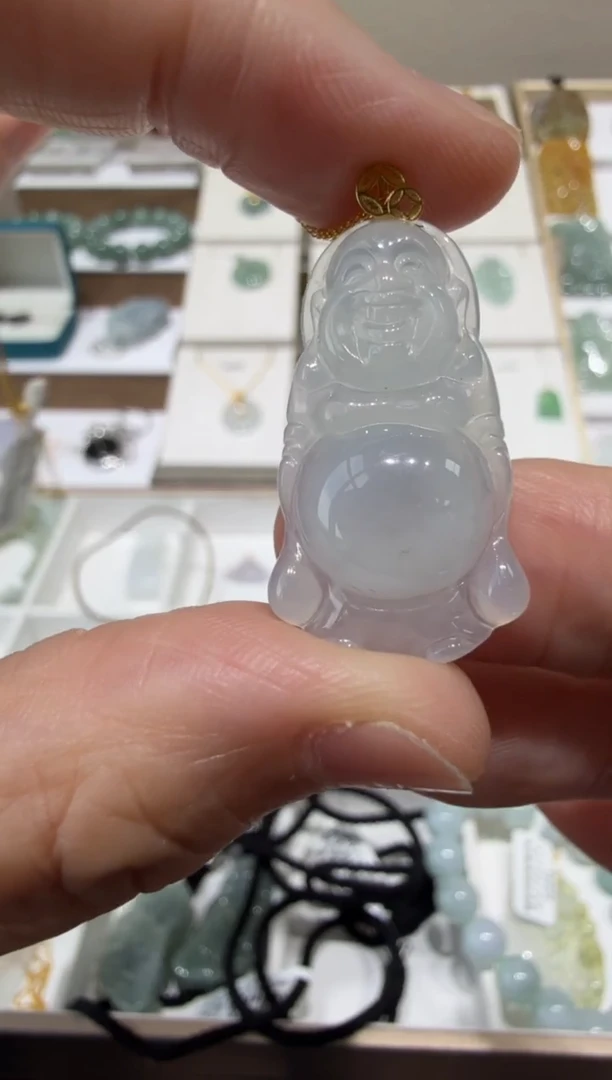 18K金镶嵌挂件翡翠A货翡翠多样性孤品