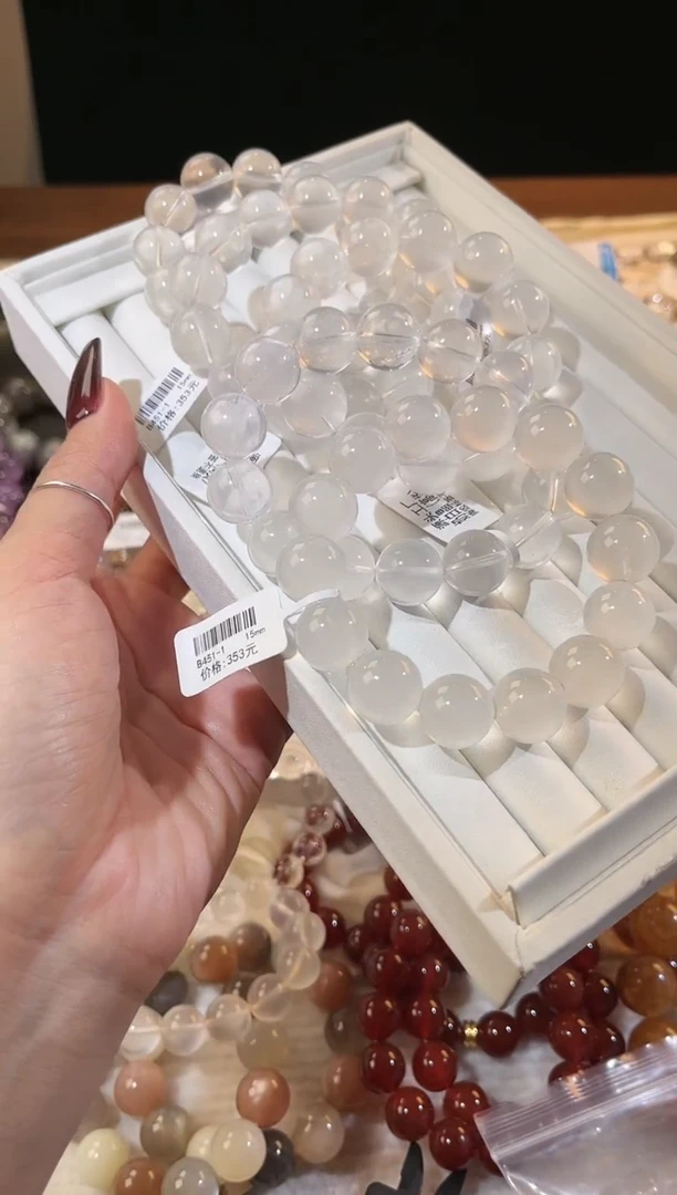 合成欧泊未镶嵌手串多样性发一Q81奶白15mm