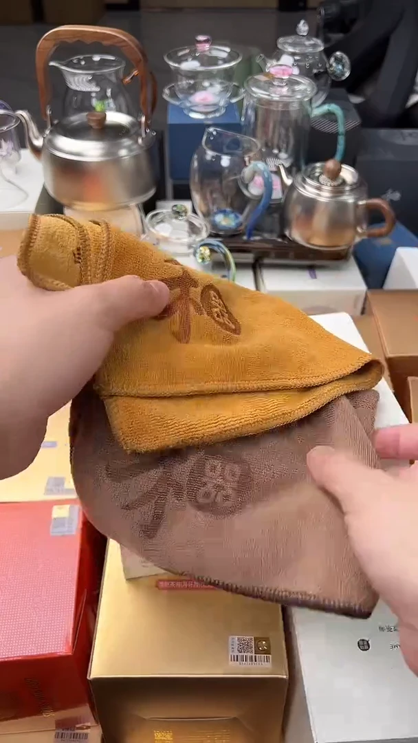 @@禾器晶彩茶巾咖色+浅黄色