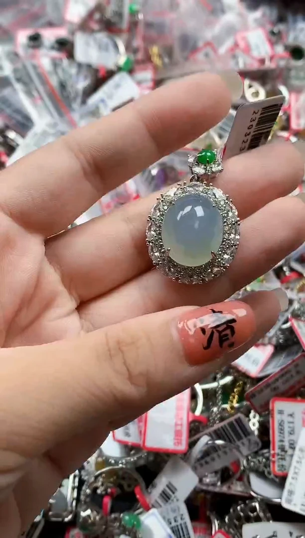 银S925镶嵌戒指翡翠天然A货缅甸翡翠