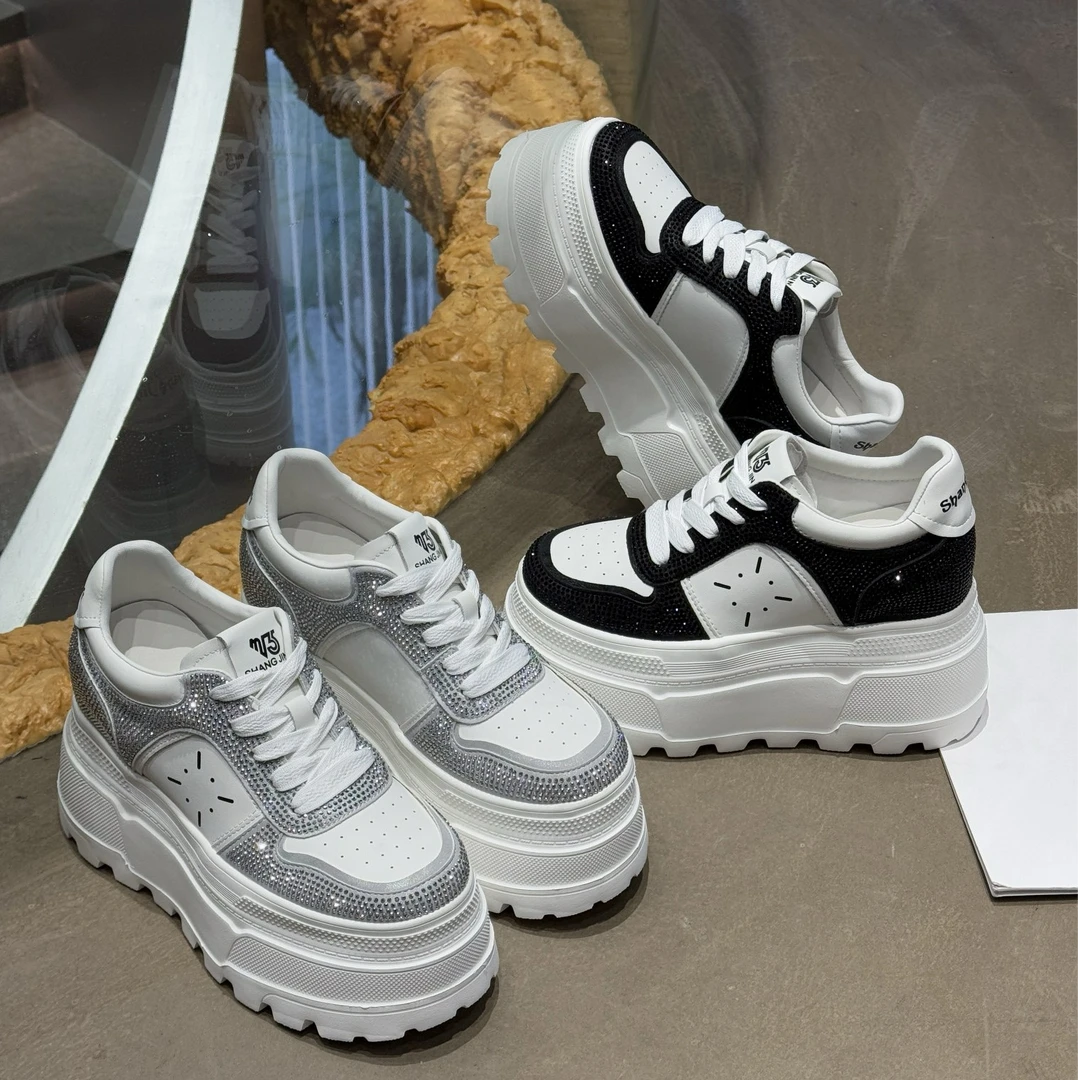 增高10CM2025春季新款女鞋时尚百搭厚底小白鞋板鞋6208-7