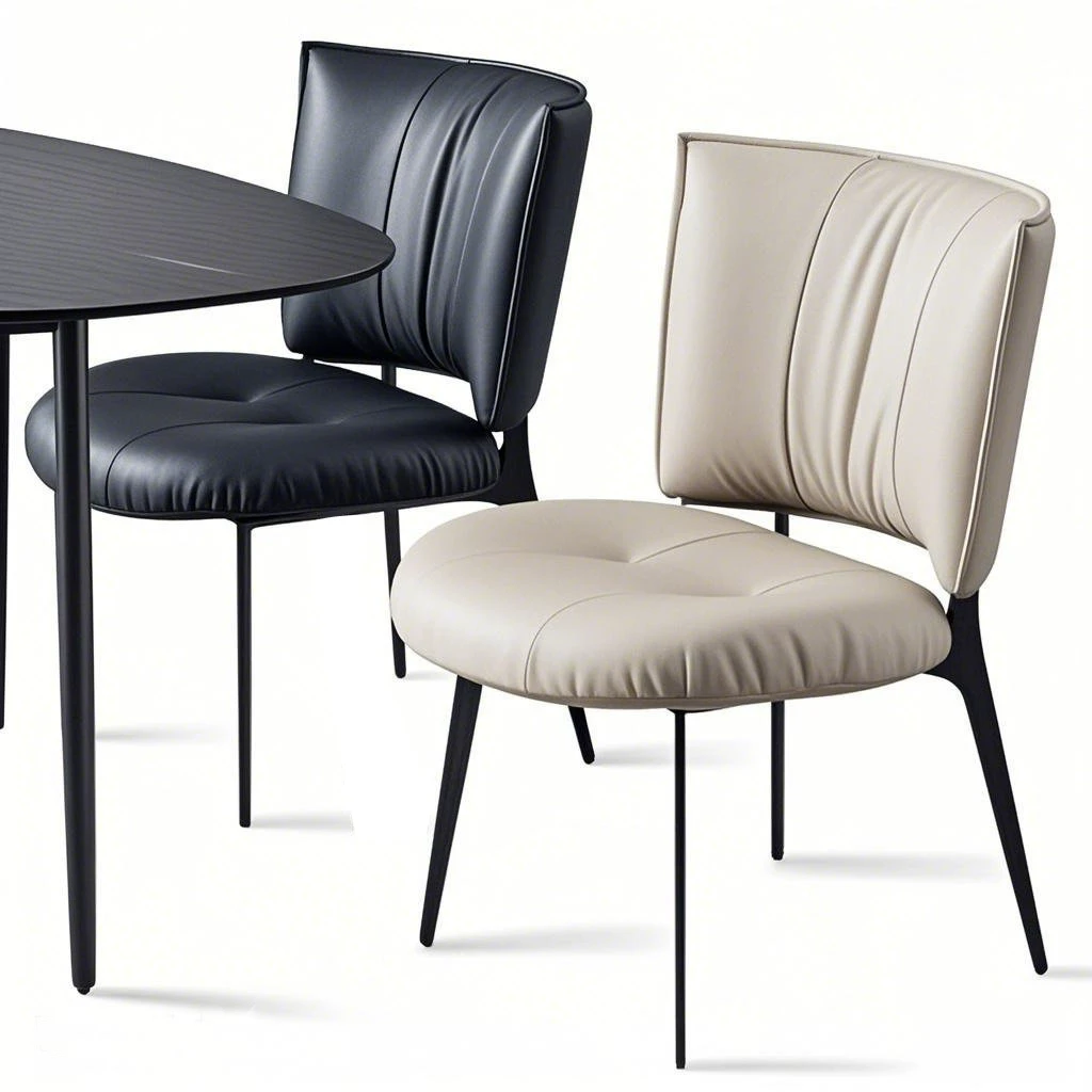 意式极简餐椅家用猫爪皮软包靠背椅设计师样板间餐桌椅酒店休闲椅
