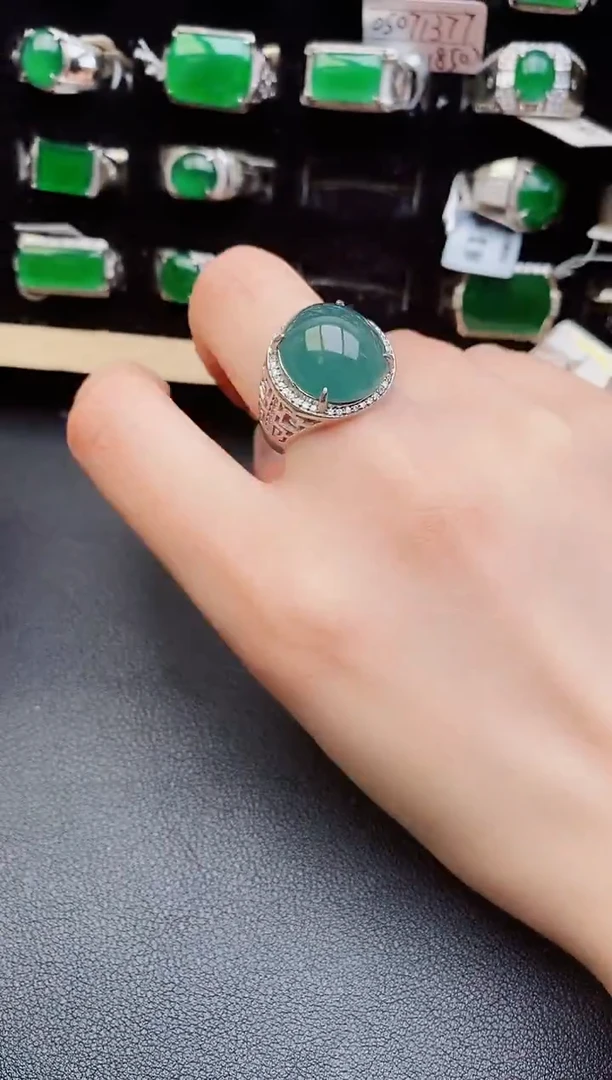 翡翠戒指银S925镶嵌869860