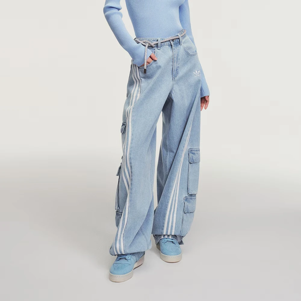 三叶草ADILLENIUM DENIM 纯棉牛仔运动扭扭裤长裤JY4515