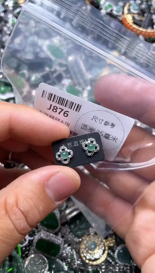 【闪购商品】翡翠颈饰未镶嵌J876耳钉