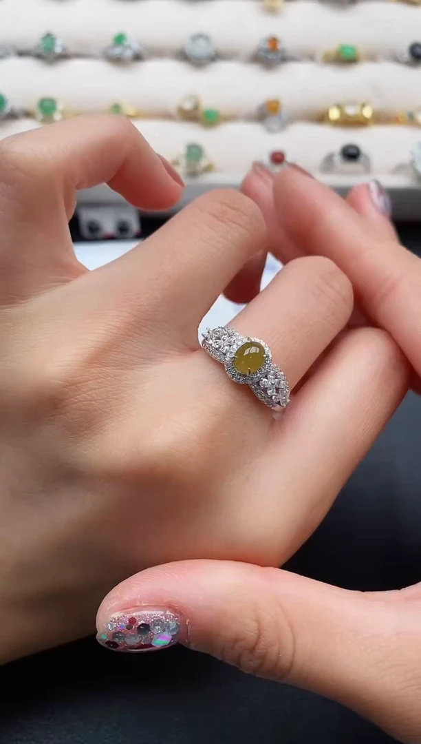 银S925镶嵌戒指翡翠11111111+6