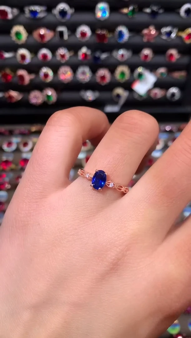 【闪购商品】蓝宝石戒指银S925镶嵌57