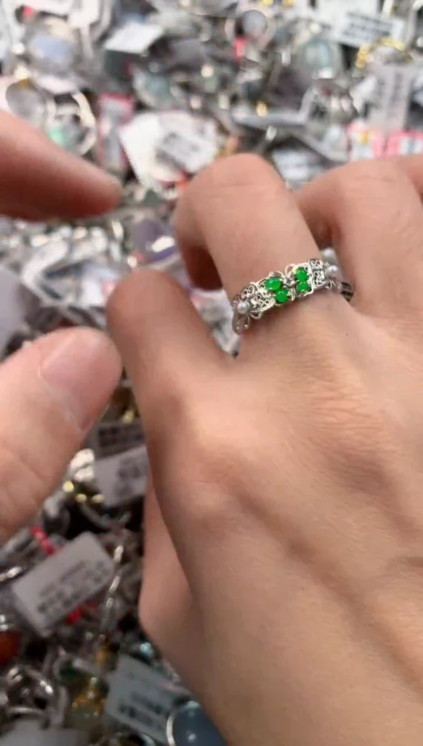 银S925镶嵌戒指翡翠10         1