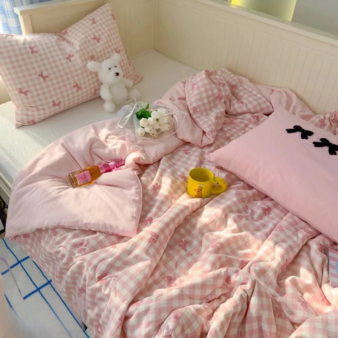 【北奈かわ会社】珍珠棉大豆四季被 150*200 蝴蝶结粉