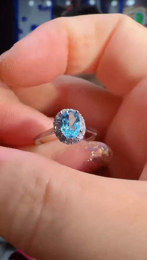 托帕石戒指银S925镶嵌戒指1