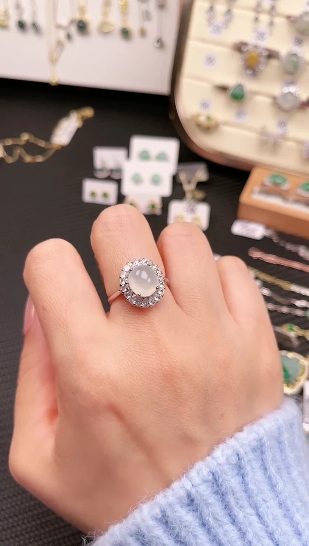 【闪购商品】翡翠戒指银S925镶嵌戒指