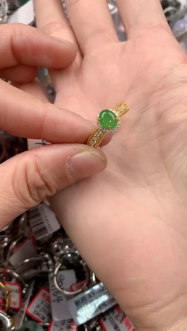 银S925镶嵌戒指翡翠999   6