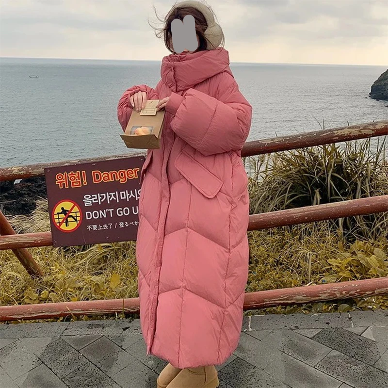 SHALLDOER【蜜桃拿铁】粉色甜美好看棉服外套女过膝大被子厚面包服