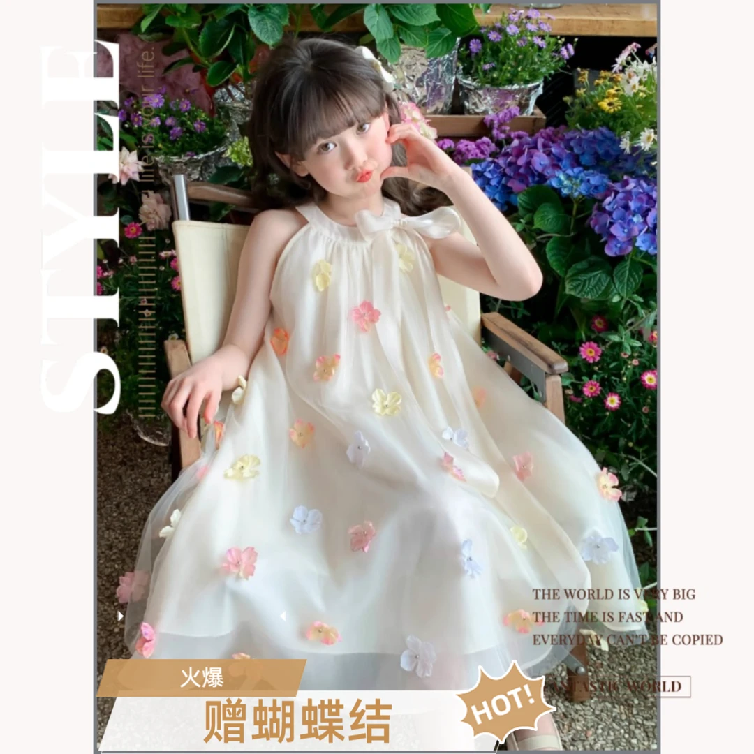 2025夏季新款童装女童裙子6-12岁儿童公主裙中大童女宝夏装连衣裙
