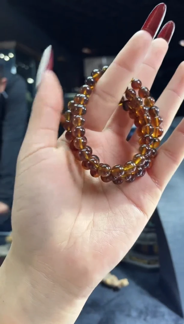 琥珀颈饰未镶嵌缅甸琥珀紫罗兰妈妈链