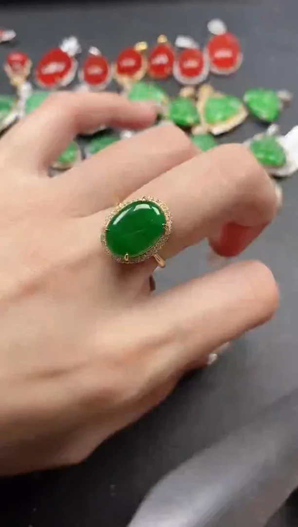 银S925镶嵌戒指翡翠5111