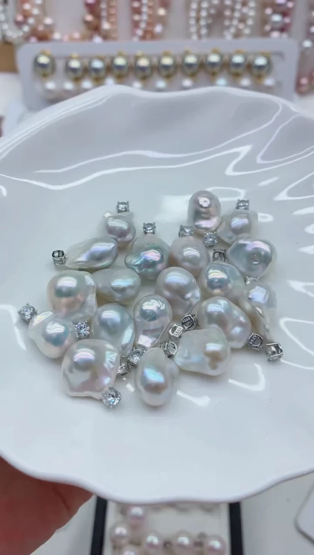 淡水珍珠银S925镶嵌吊坠(不含链)多样性发其一，非无暇