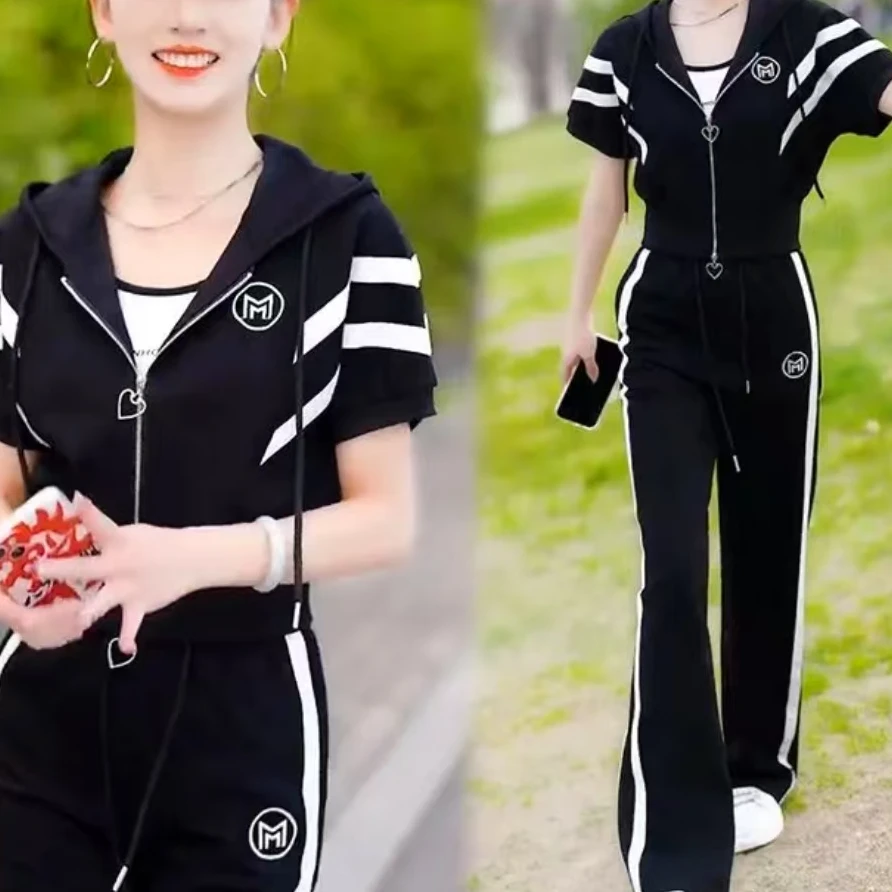 运动休闲套装女2025今年流行新款夏天网红减龄时尚洋气职业两件套