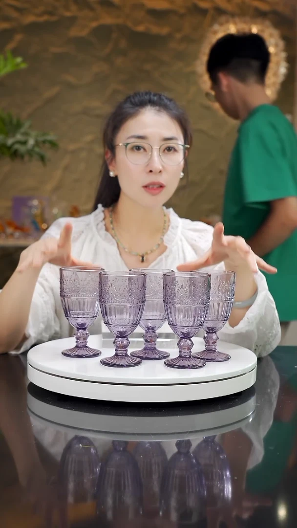 琉璃福利紫色高脚杯小号一套6只