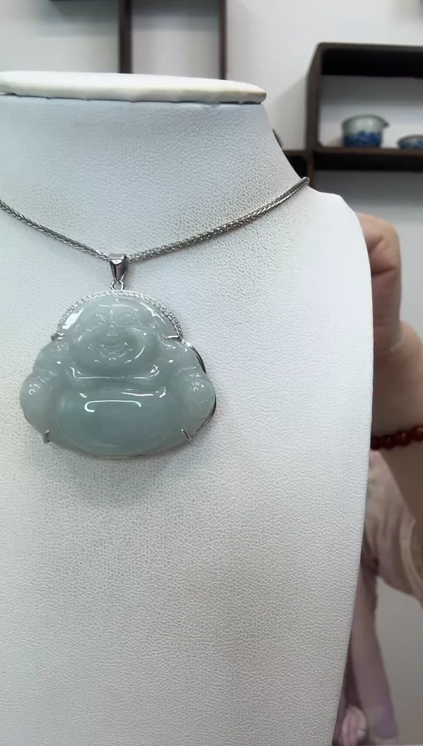 吊坠(赠链)银S925镶嵌翡翠佛公