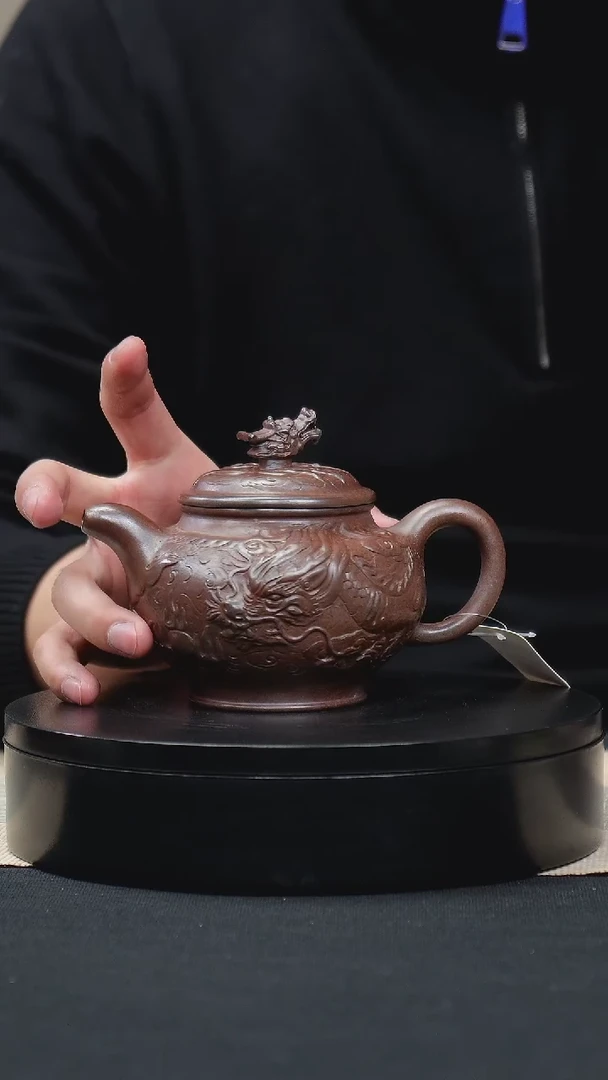 【闪购商品】紫砂茶壶076手工堆绘柴烧龙头掇只手工紫砂壶