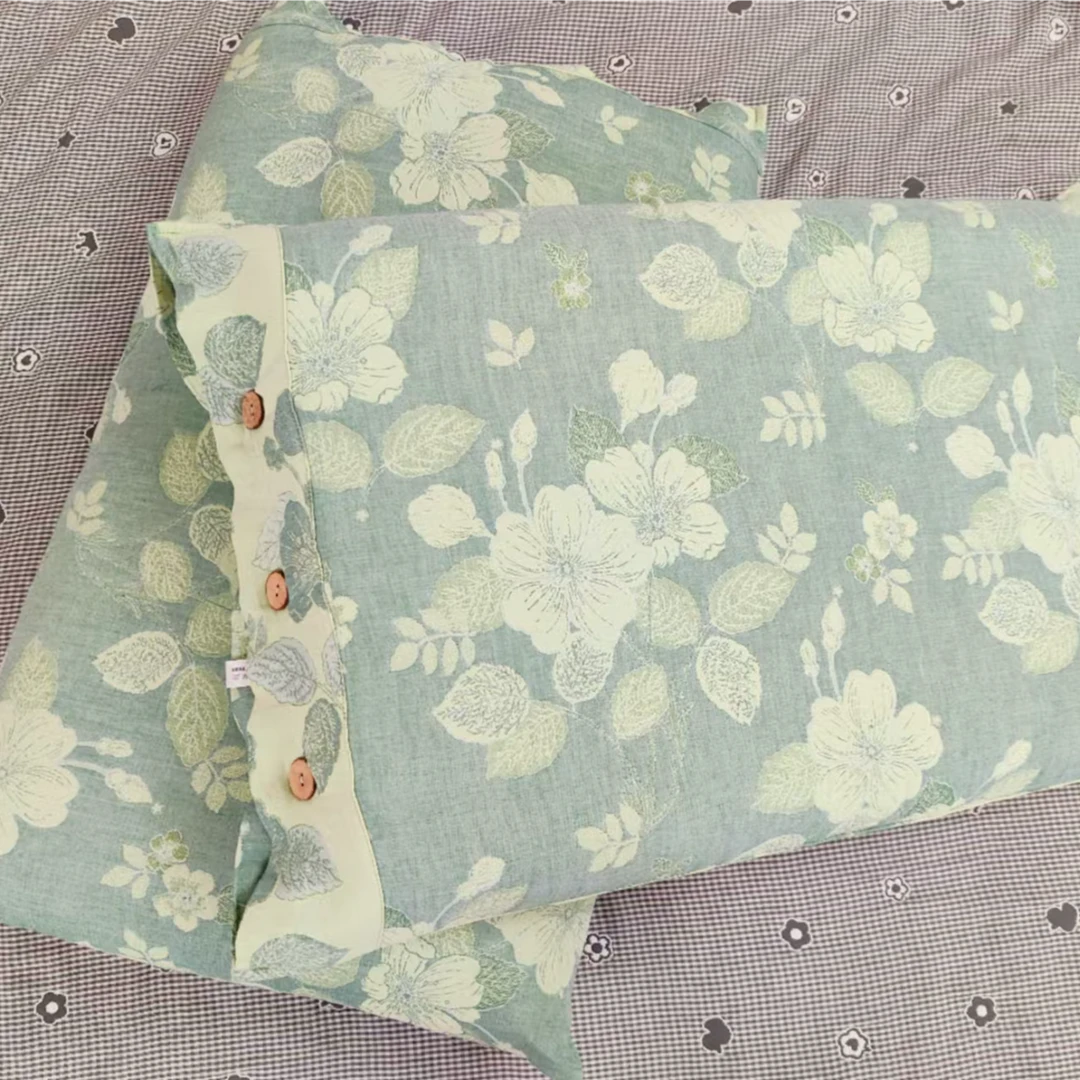 【绿意-枕套】双层纱枕套一对装（48*74cm）