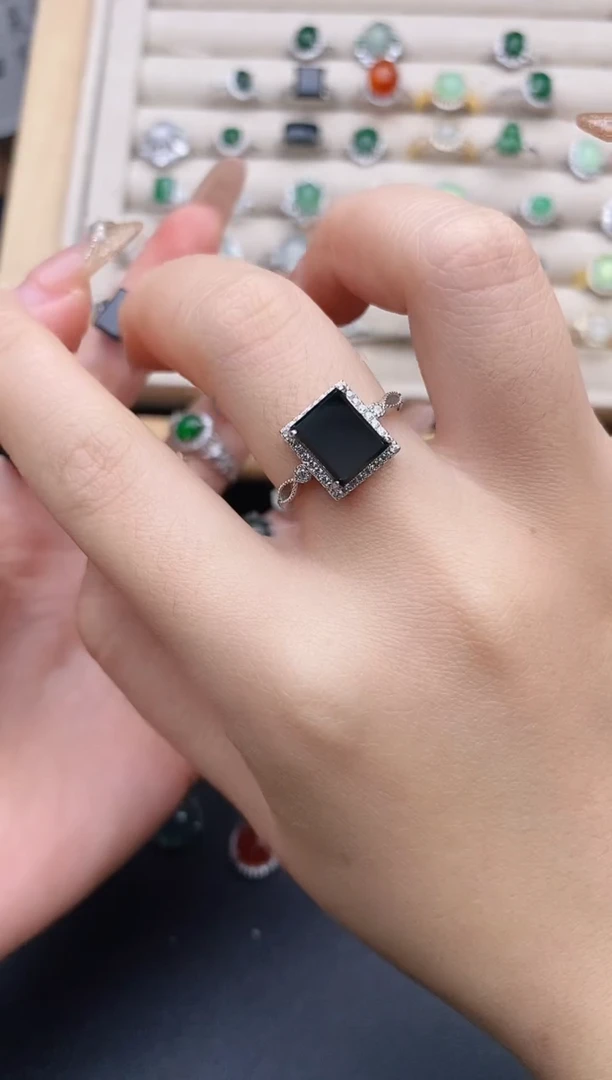 银S925镶嵌戒指翡翠0