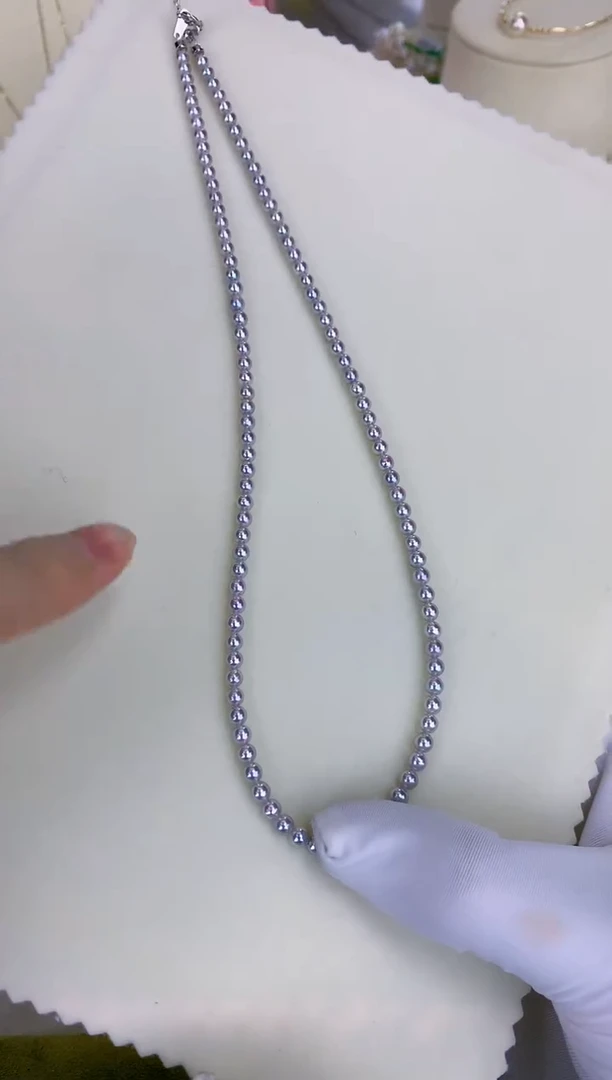 银S925镶嵌DA海水珍珠 GD182 3.5-4 真多麻baby链