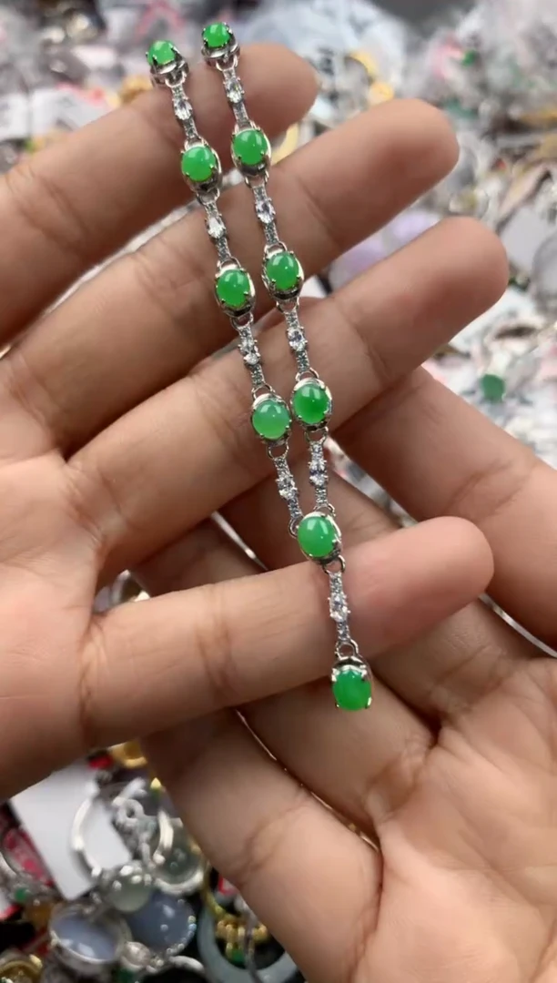 银S925镶嵌戒指翡翠444             91