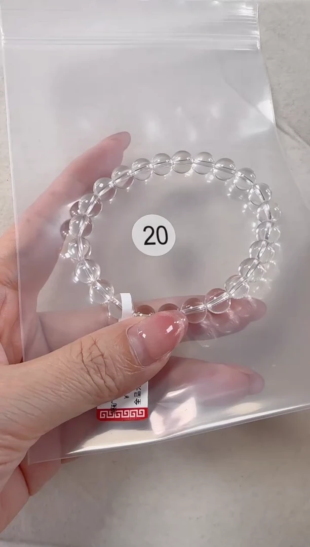 水晶手串未镶嵌天然白水晶冰透单圈7.8+