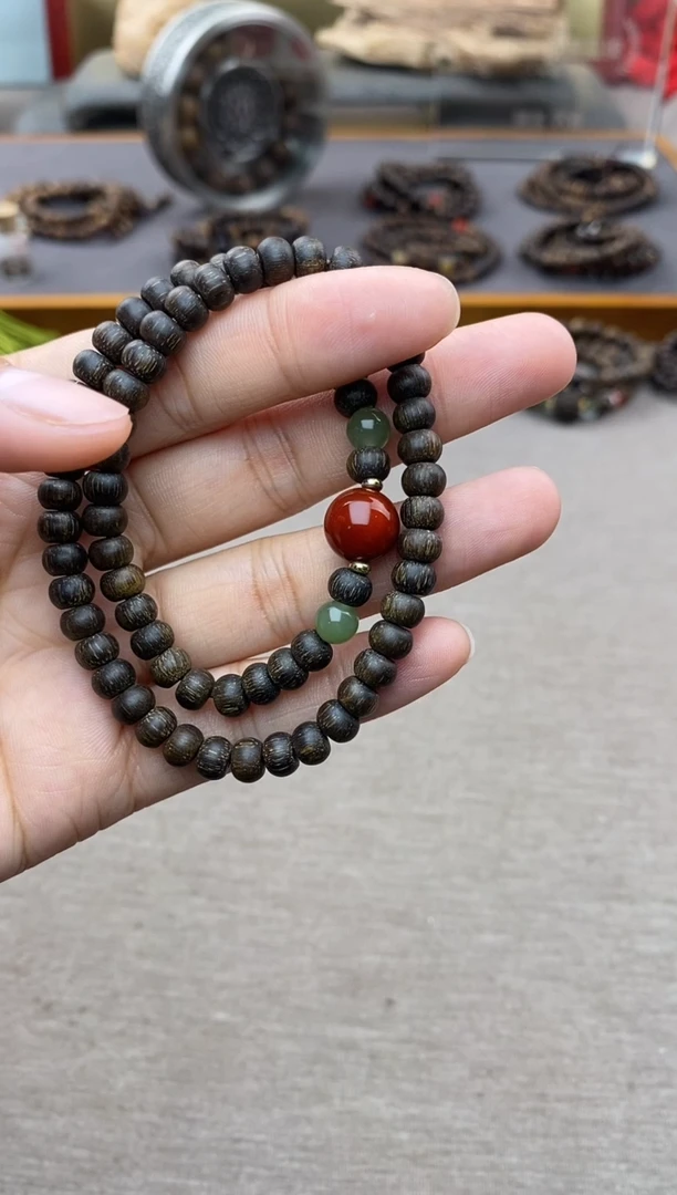 【闪购商品】沉香手串顺化玉化紫棋4*6两圈沉水 设计款