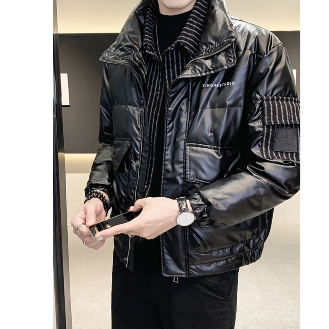 奇珀菲仑男士羽绒服帅气潮冬季新款保暖时尚轻薄衣服假两件男装