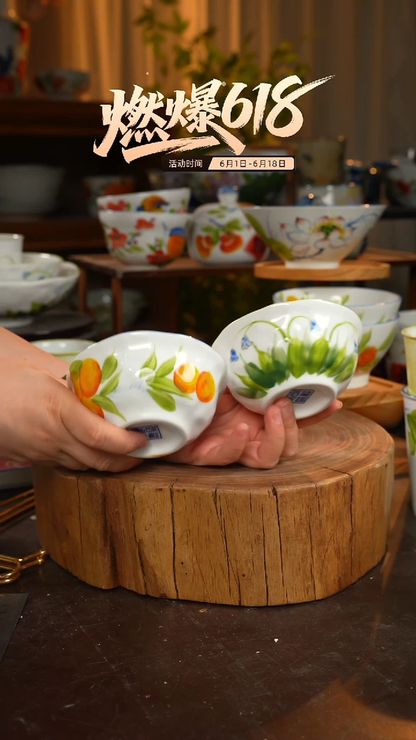 陶瓷景德镇高温釉下彩手绘陶瓷