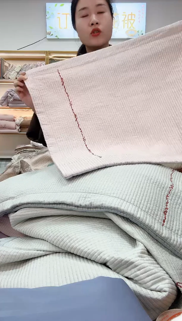 棉天丝+绒床盖三件套