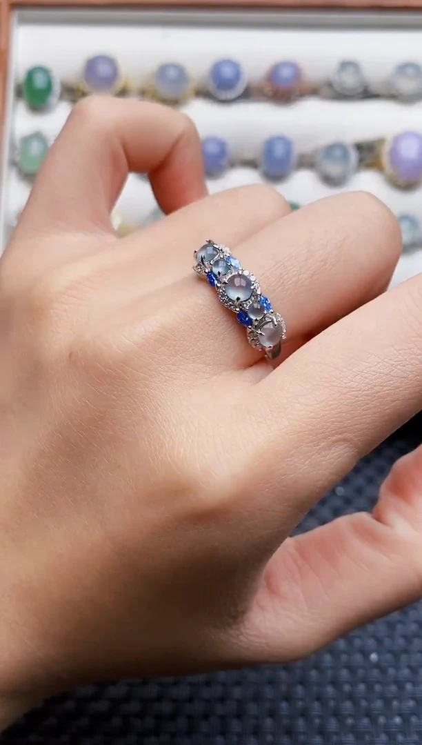 银S925镶嵌戒指翡翠3603