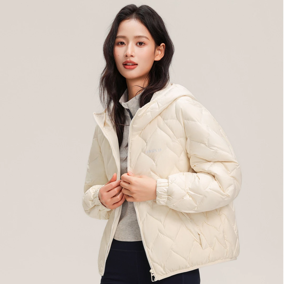 燕苹秋冬季新款厚款抗寒保暖连帽轻薄韩系束口袖鸭绒羽绒服QZ1053