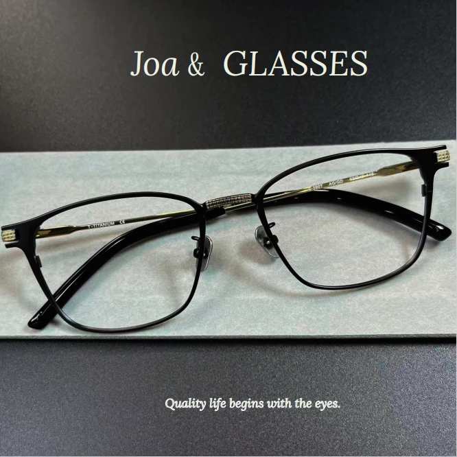 [S-390T]男士超轻纯钛方框近视眼镜框手工打造时尚单品